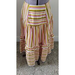 Vtg Handmade Cotton Tiered Ruffled Midi Skirt Sz 6 Cottage Coquette Boho Prairie